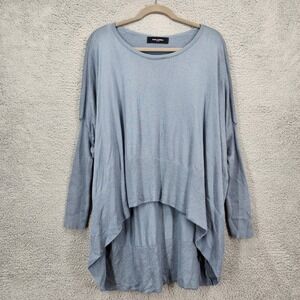 IOANNA KOURBELA BASICS Blue Asymmetrical High Low Knit Sweater Top‎ Large